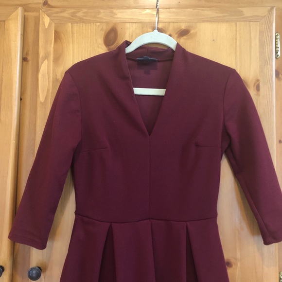 mango burgundy dress KAAREM - Mango Pine Overlap Side Slit Midi Dress